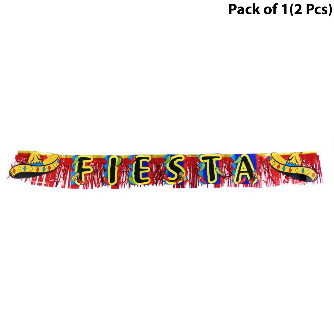 Fiesta Fringed Metallic Banner - 7 Feet by 9 inches tall | Expertly printed to perfection | Raheev®